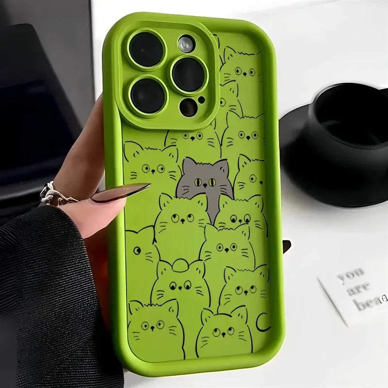 Funda de teléfono original y divertida con diseño de gato y mujer