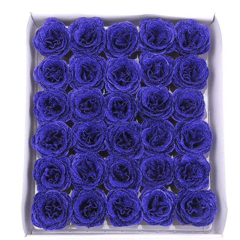 30pcs of 7cm Glitter spray artificial flower rose for Christmas gift hot Valentine DIY bouquet easter wedding Birthday decor - Lootquake