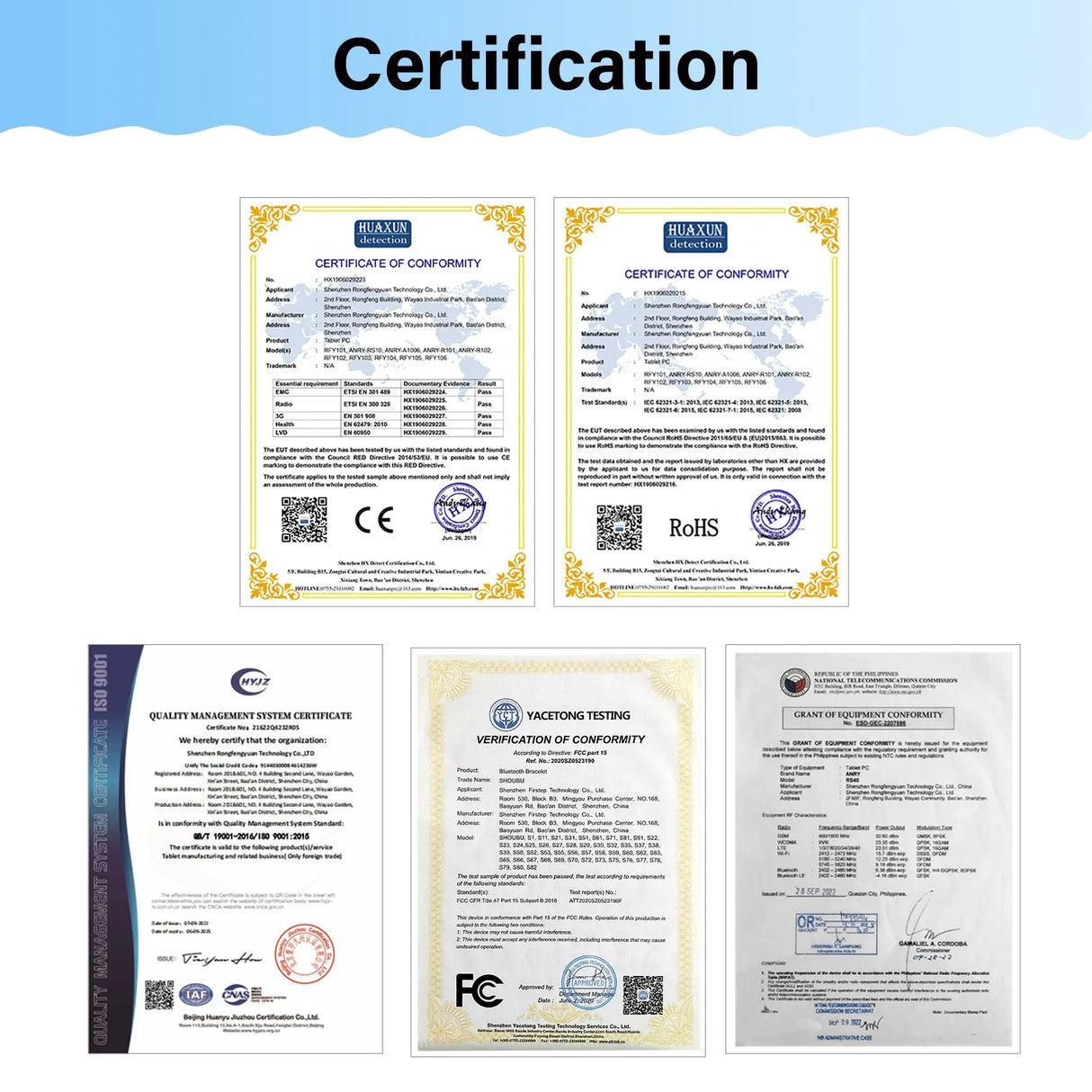 Tablette PC ANRY 10,1 pouces Android 15, 8 Go (4 + 4 extensibles), RAM 64 Go, écran HD, double caméra IPS, 5G, Wi-Fi, 6 tablettes, cadeau pour enfants