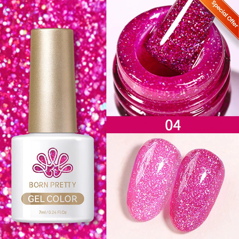 BORN PRETTY 10ml Reflective Glitter Gel Nail Polish Carat Mirage Sparkling Color Shine UV LED Soak Off Semi-Permanant Varnish