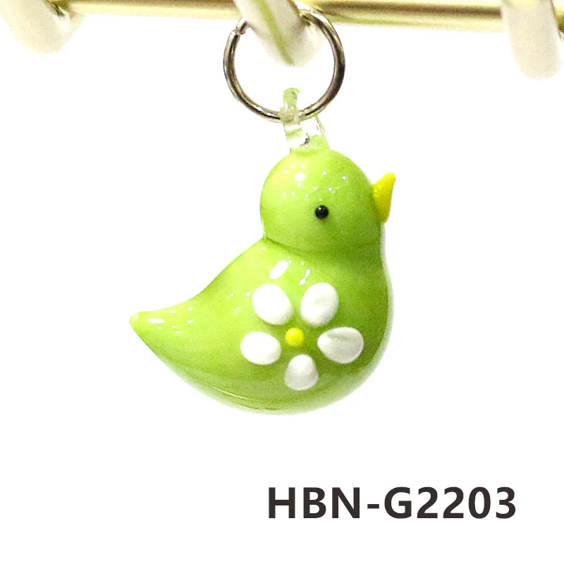 2pcs Cute Tiny Bird Charm Glass Pendant Kawaii Style Bird Mini Figurine Easter Ornament for Diy Women Jewelry Making Accessories - Lootquake