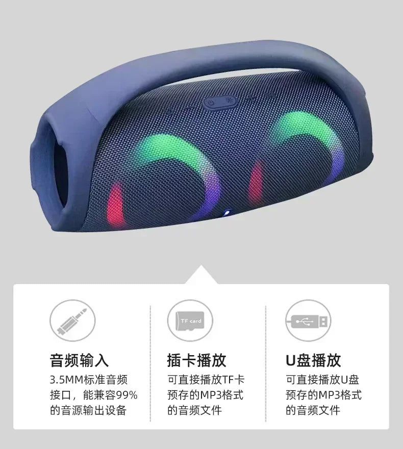Portable Waterproof 100W High Power Bluetooth Speaker RGB Colorful Light Wireless Subwoofer 360 Stereo Surround TWS FM Boom Box