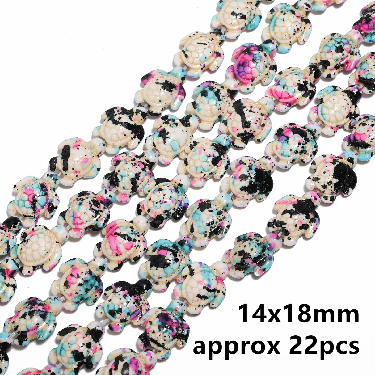 14x18mm 22pcs Sea Turtle Random Color Mix Natural Turquoise Stone Beads Bead for Jewelry Making DIY Ocean Series Bracelet - Lootquake