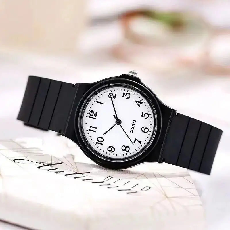 YIKAZE Exam Watch Silicone Strap Simple Women Watch Student Ladies Quartz Wristwatch Waterproof Round Small Dial for Women - Lootquake