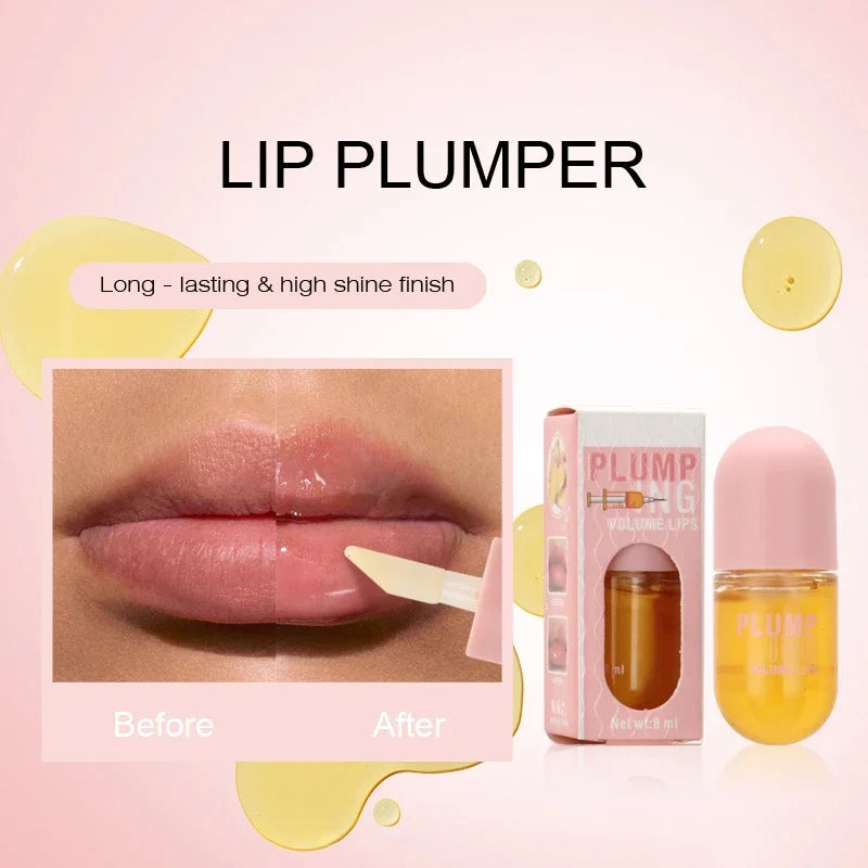 Aceite voluminizador de labios que rellena los labios al instante, aumentando su elasticidad, hidratación duradera, brillo y saturación, belleza, maquillaje, cuidado de labios.