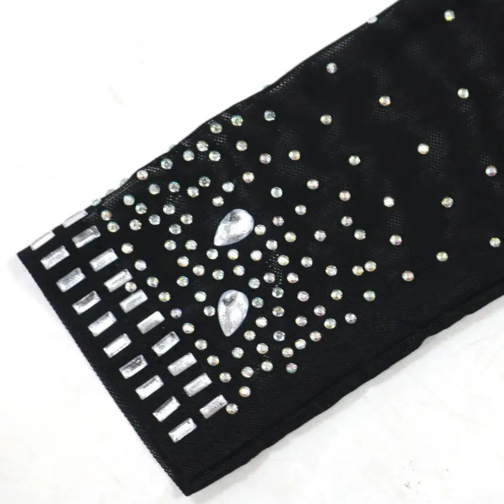 CM.YAYA Women Mesh See Through Long Sleeve Diamonds Hot Rhinestones Mermaid Long Dress Fall Evening Sexy Party Dresses Vestidos