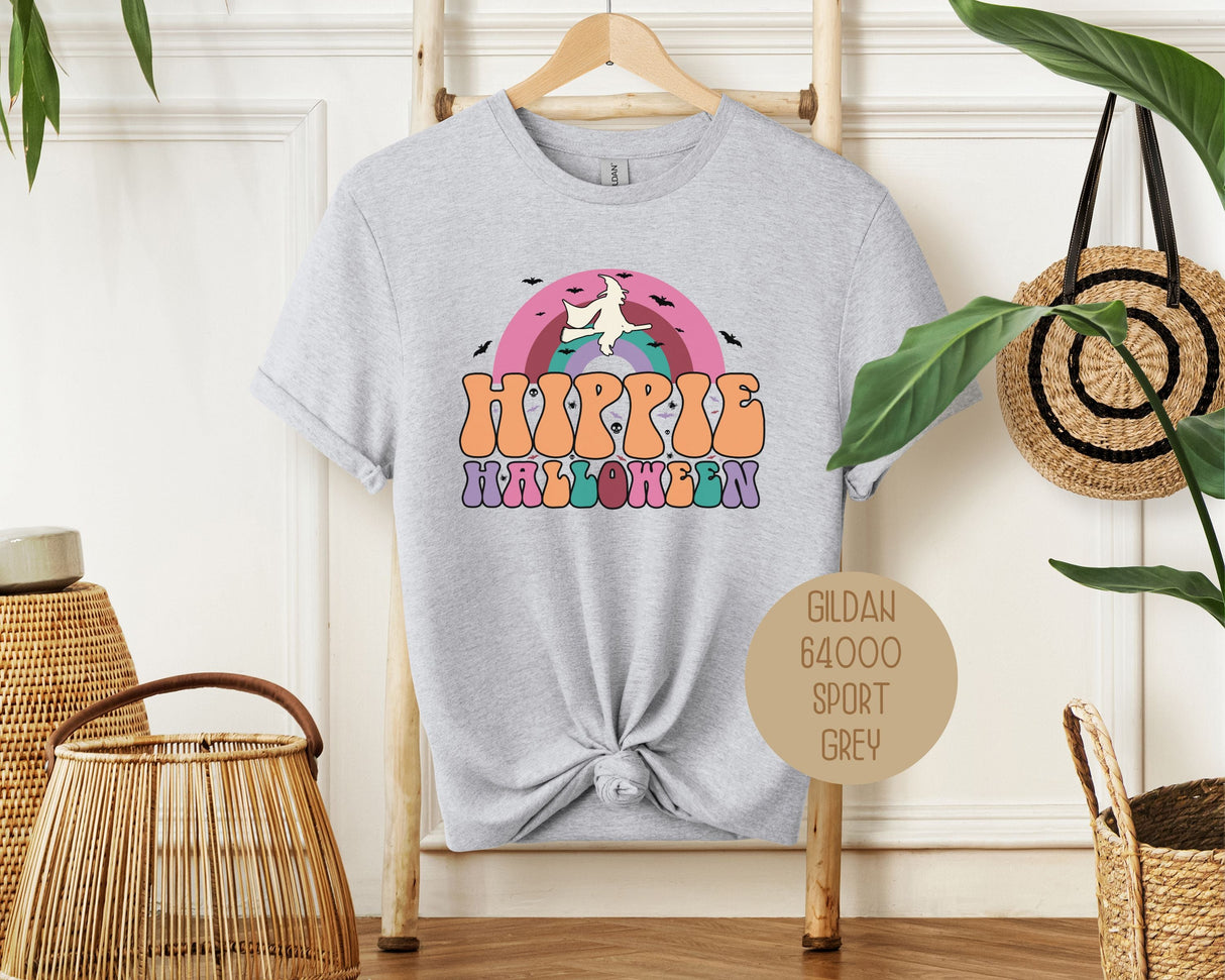 Hippie Halloween Retro Witch Rainbow Shirt-5