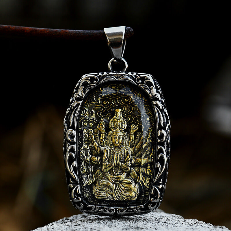 Colgante de acero inoxidable con forma de bodhisattva budista