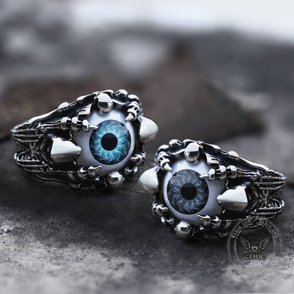 Greek Evil Eye Stainless Steel Skull Ring