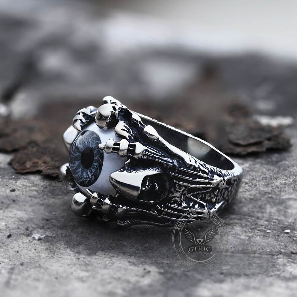 Greek Evil Eye Stainless Steel Skull Ring