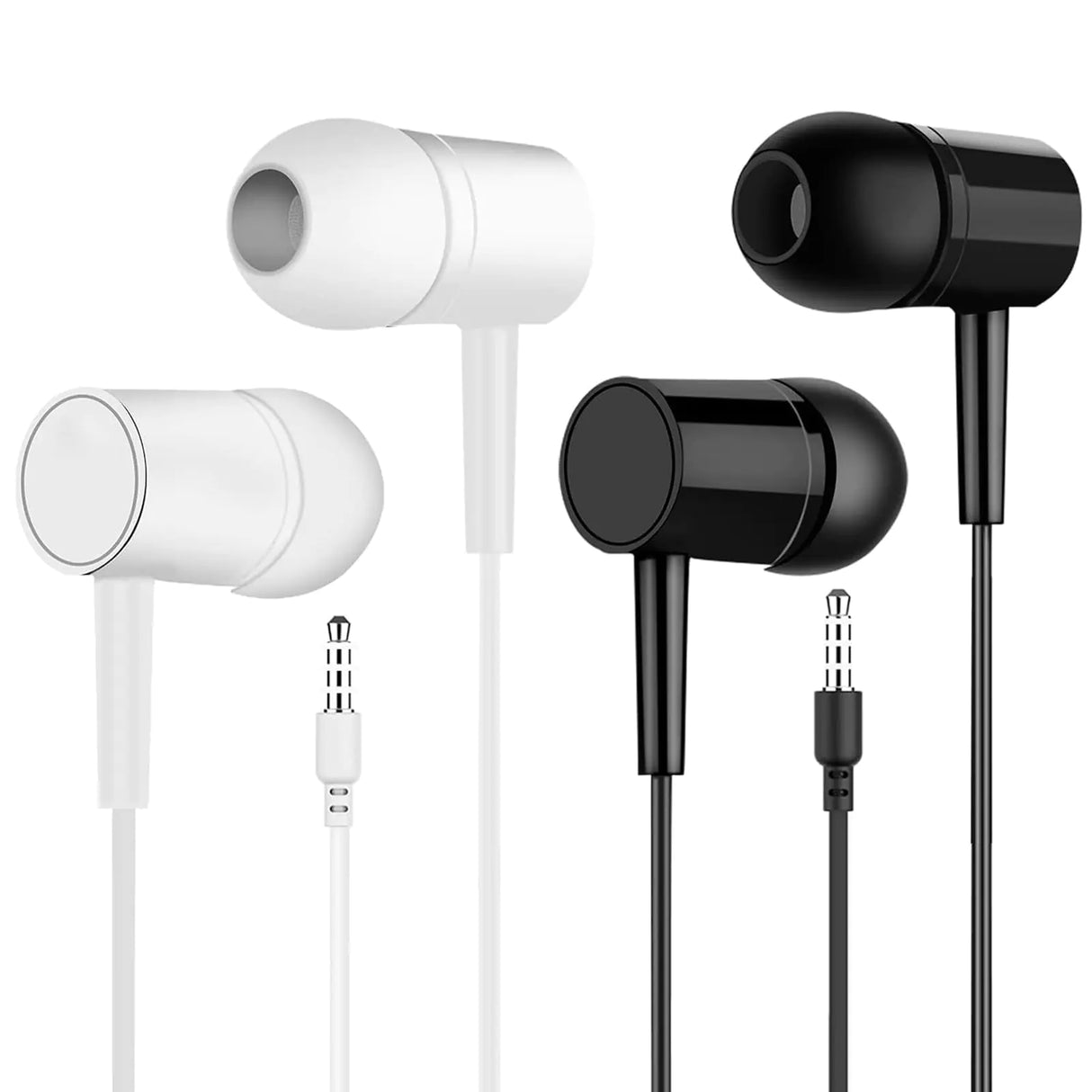 2 Packs - in-Ear Earbud Headphones Wired Earbuds Wired Headphones Running Headphones Gaming Headphones Noise Cancelling Headphones Wired for All 3.5mm Jack (Black & Whlite) - Lootquake