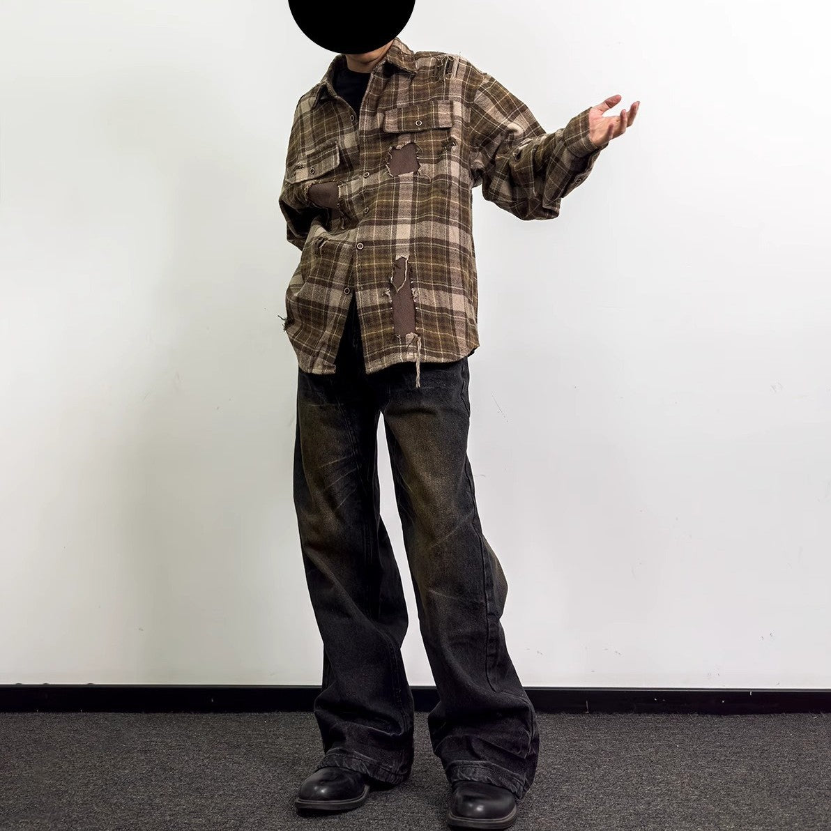 Niche Retro Washed Straight Deconstructed Jeans - Lootquake