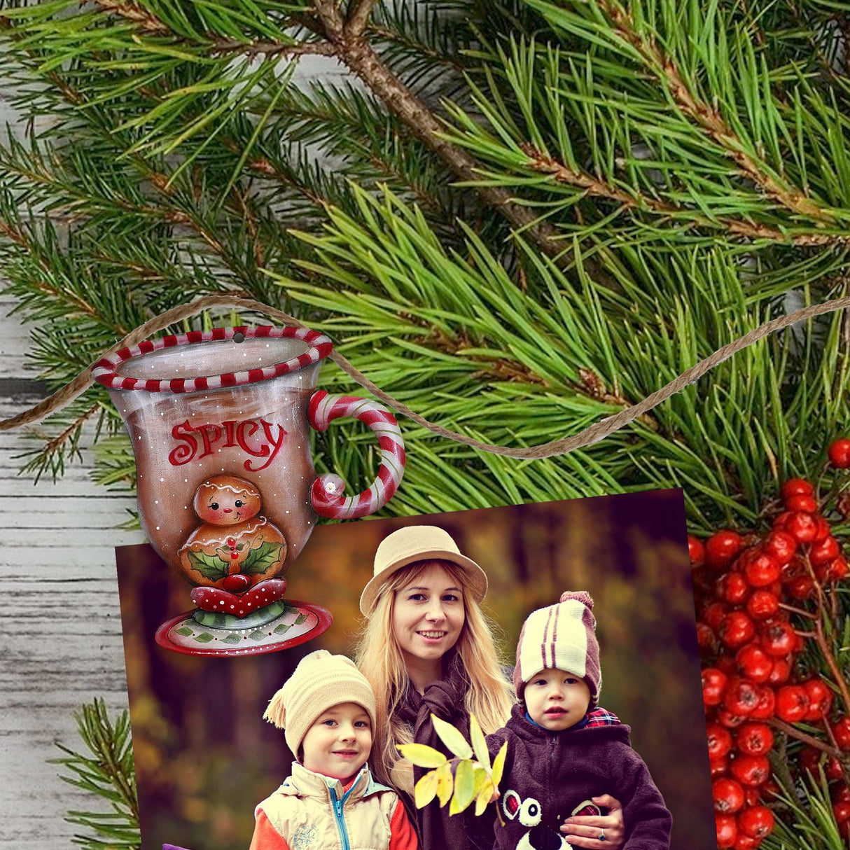 Adornos decorativos de madera con pinzas para la temporada dulce y picante, juego de 6, de Jamie Mills-Price - Decoración navideña - 8090053C-MP-S6