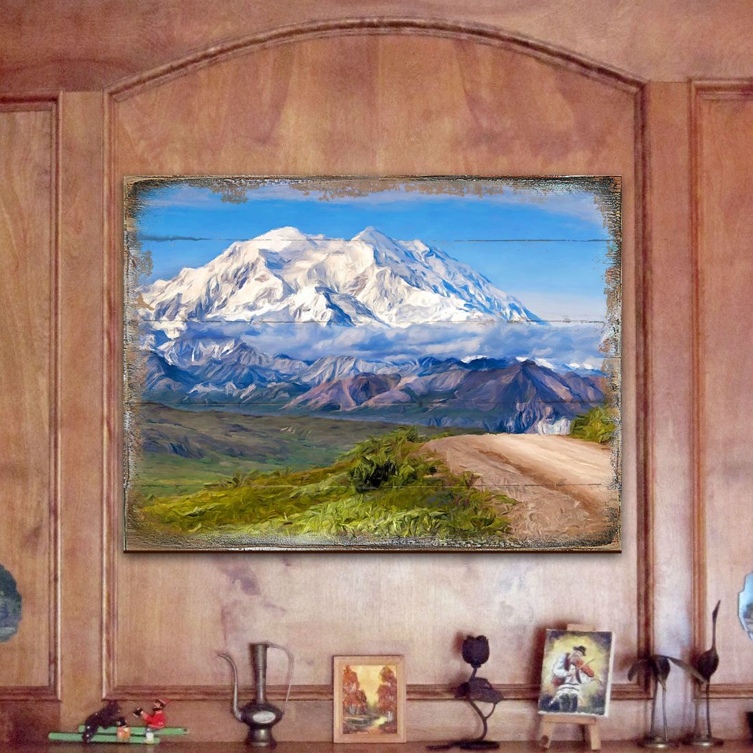 Mountain View Art Wooden Wall Art by Nature Wonders - Nature Wildlife Decor - 95242B