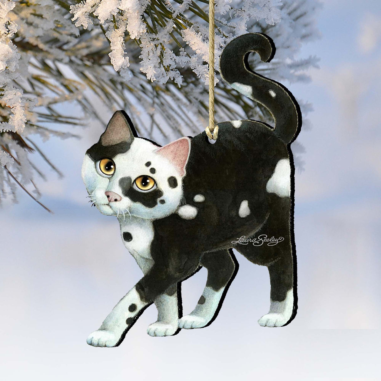 Cookie N Creme Cat Wooden Ornaments by Laura Seeley - Pets Dog and Cats Decor - 8512064-LS