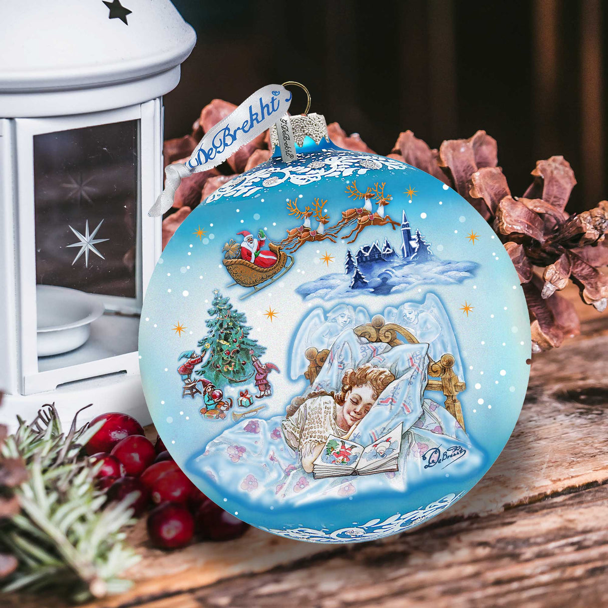 Adorno de cristal "Sueño de cuento de hadas invernal", edición limitada, de G. DeBrekht - Decoración de muñeco de nieve de Papá Noel - 73831-1