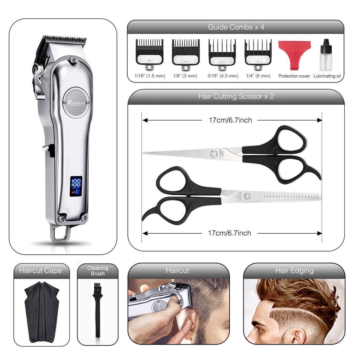 3-in-1 Waterproof Hair Trimmer and Grooming Kit