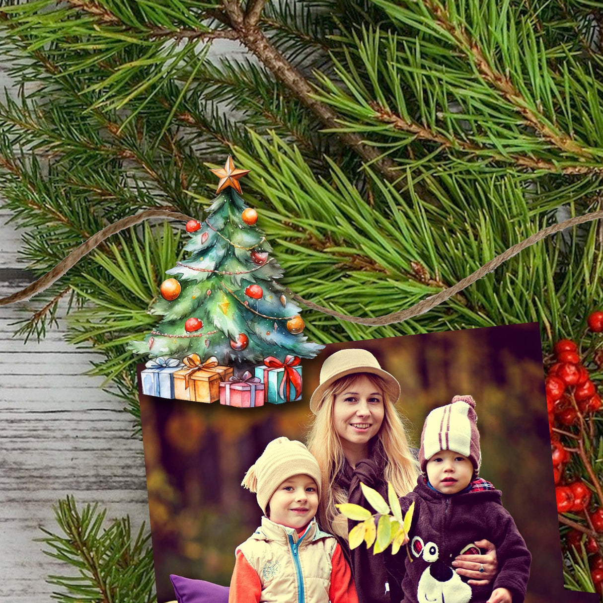 Christmas Tree Decorative Wooden Clip-on Ornaments Set of 6 by G. Debrekht - Christmas Decor - 8090044C-S6