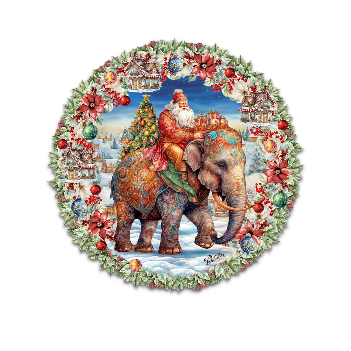Decoración navideña para puerta con Papá Noel y elefante de G. Debrekht - Decoración navideña - 8611043H