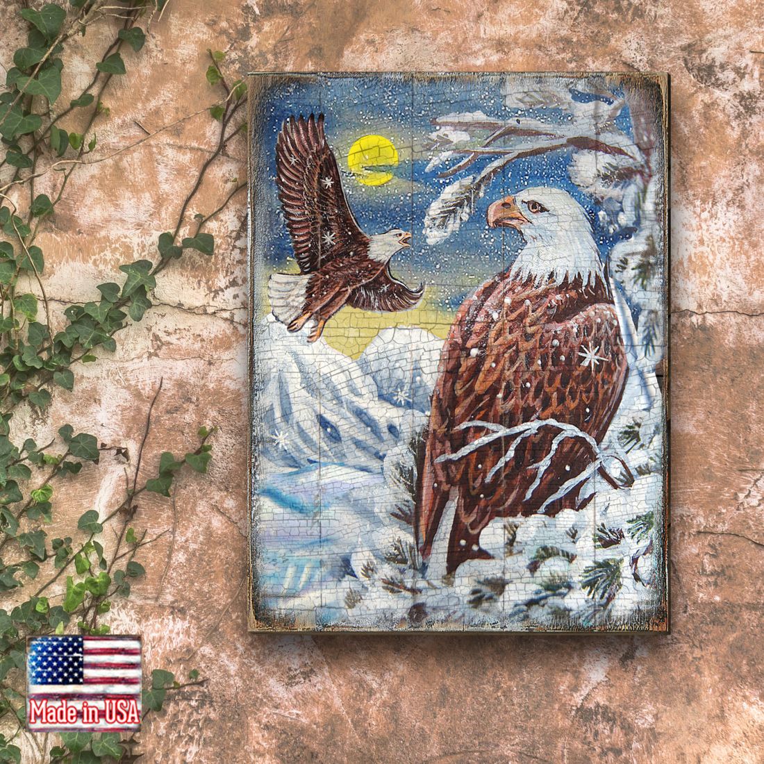 Eagle Art Wooden Wall Art by Nature Wonders - Nature Wildlife Decor - 95219B