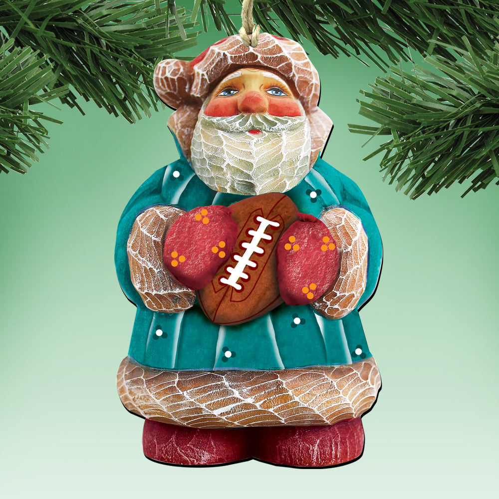 Sporty Santa Wooden Ornaments Set of 3 by G. DeBrekht - Christmas Santa Snowman Décor - 8100031S3