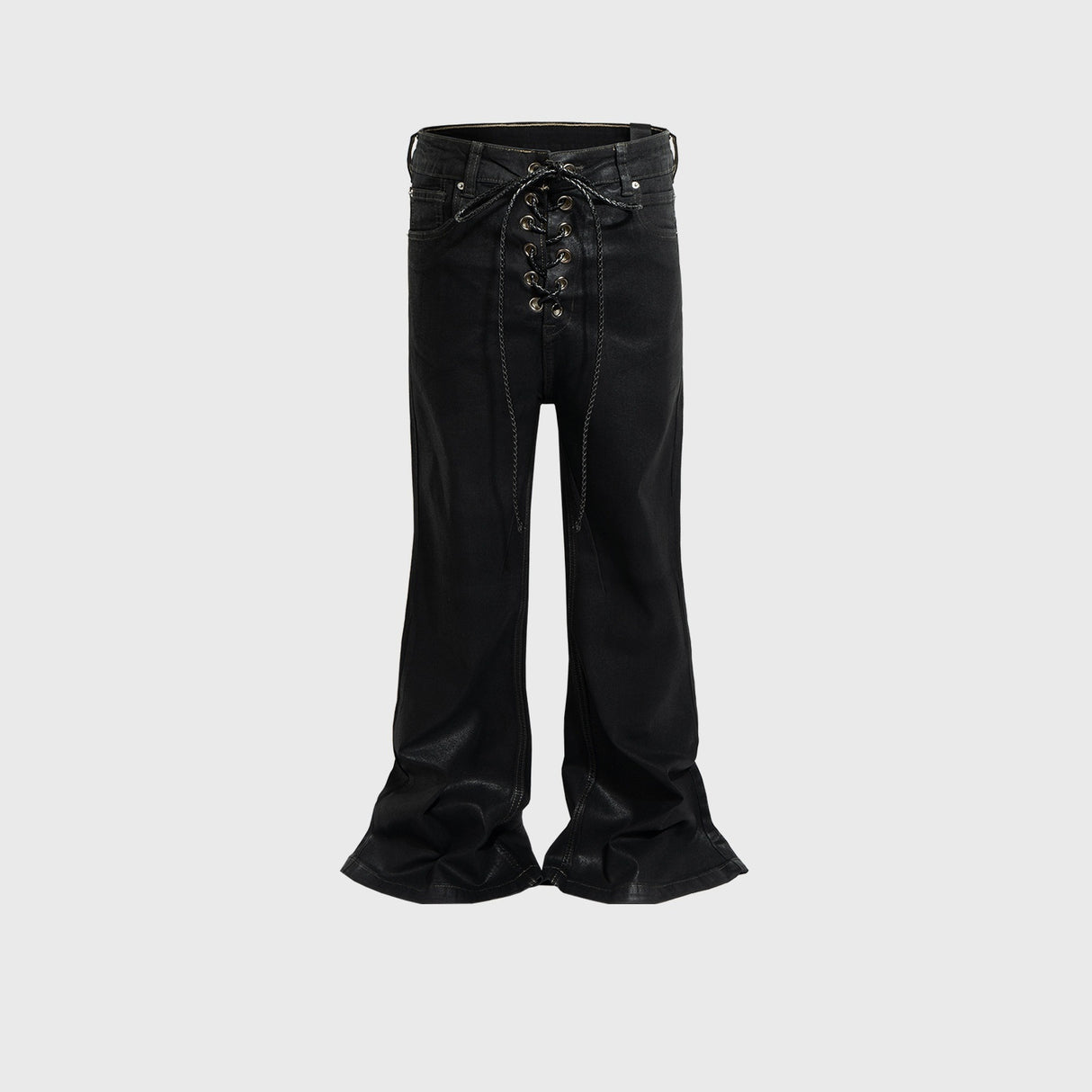 Men's Women's Coated Stretch Flared Jeans - Lootquake