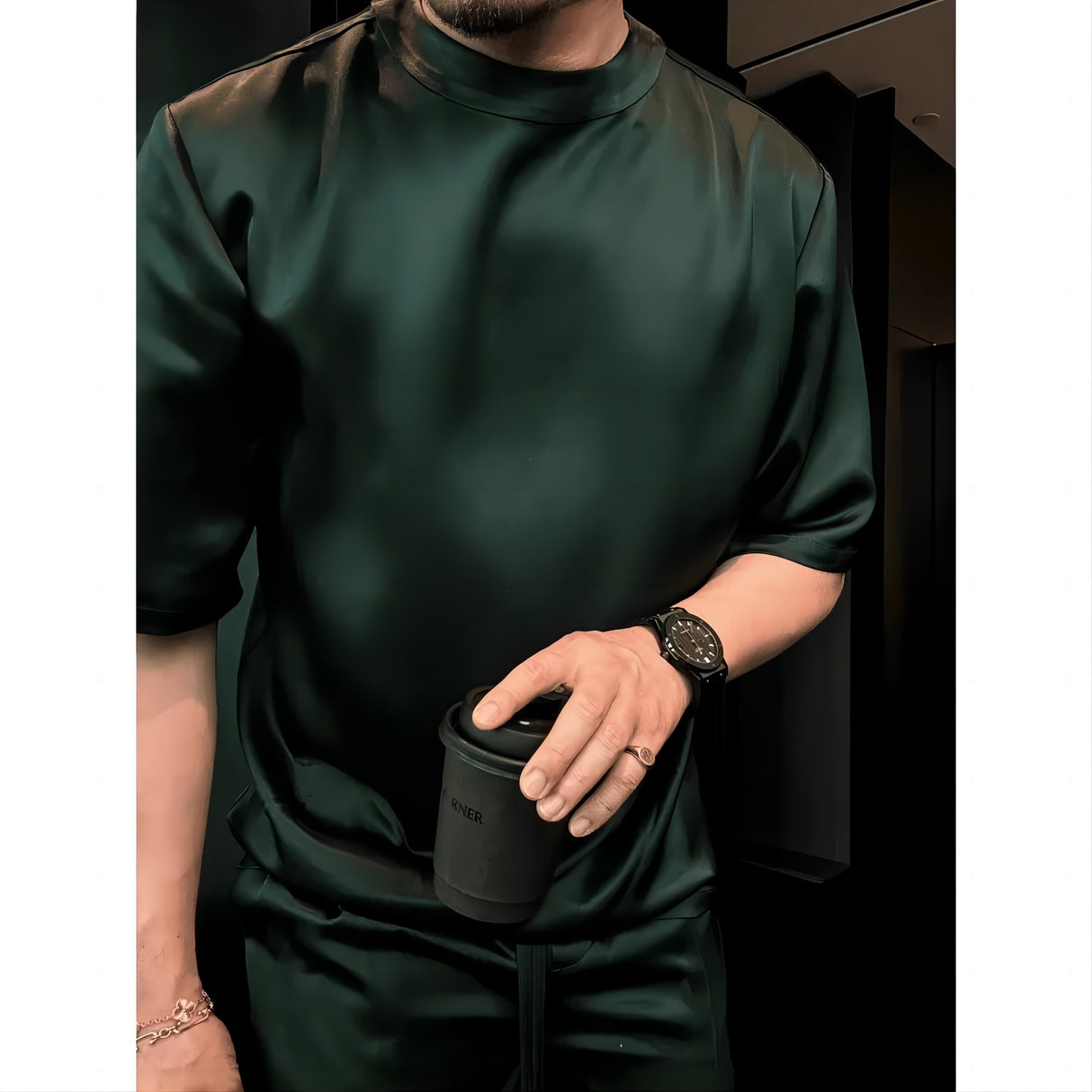 Men's Deep Green Crew Neck Summer Set - Lootquake