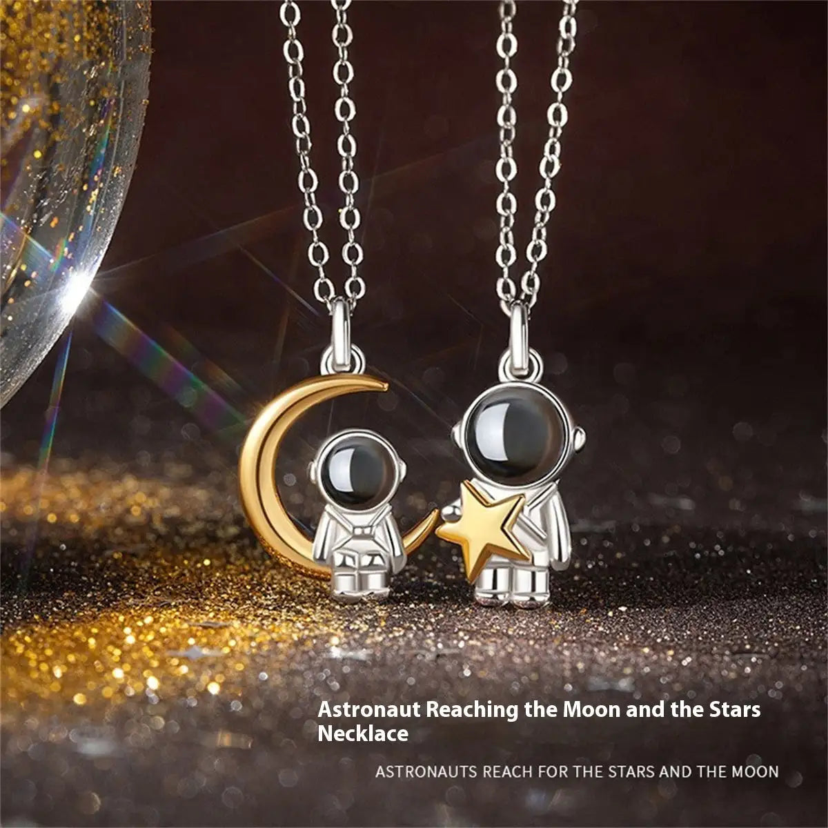 Astronaut Projection Couple Necklace Male And Female - Lootquake