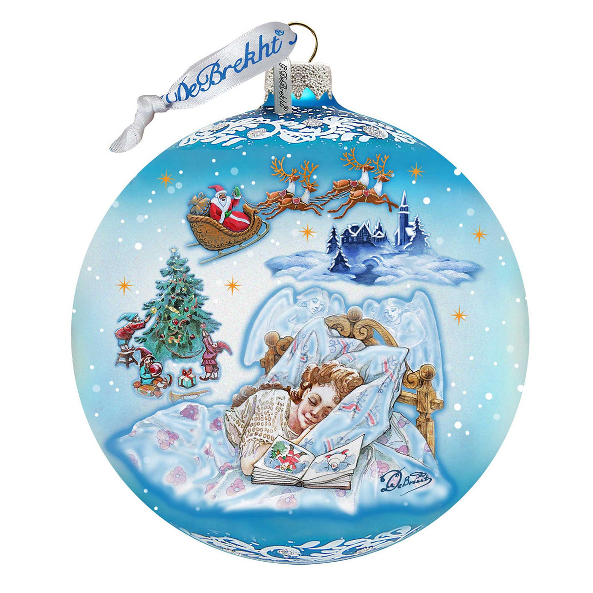 Adorno de cristal "Sueño de cuento de hadas invernal", edición limitada, de G. DeBrekht - Decoración de muñeco de nieve de Papá Noel - 73831-1