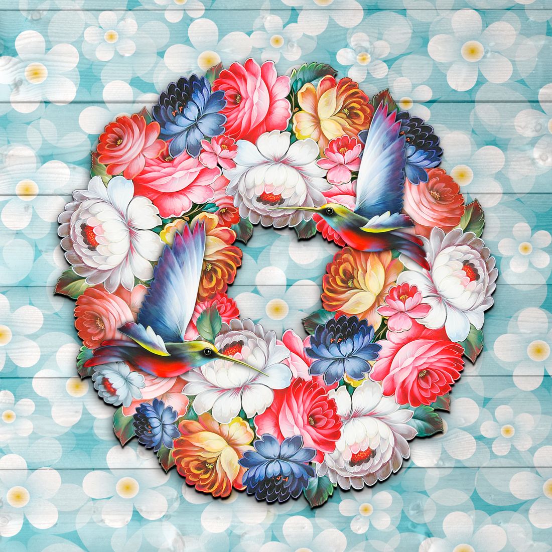 Birdy Floral Holiday Door Wreath by G. DeBrekht - Easter Spring Decor - 8185312H