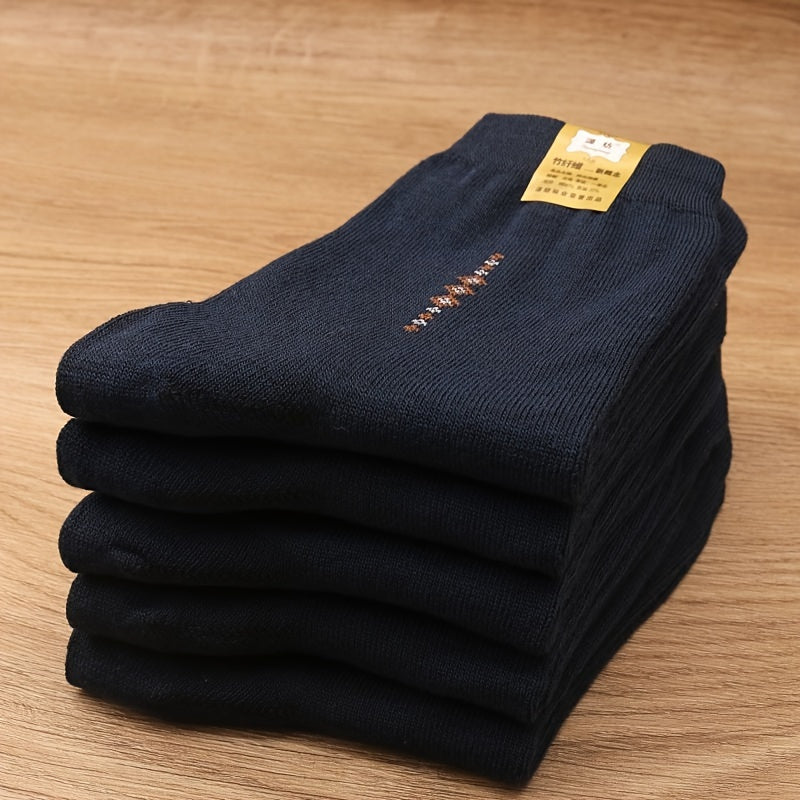5/10 Pairs Of Men's Trendy Simple Solid Crew Socks, Breathable Comfy Casual Unisex Socks For Men's Outdoor Wearing All Seasons Wearing