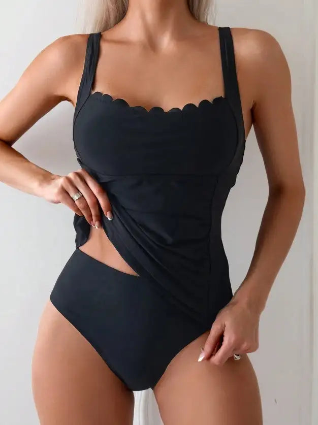Women's Two-piece Casual Swimsuit P237 Black - Lootquake