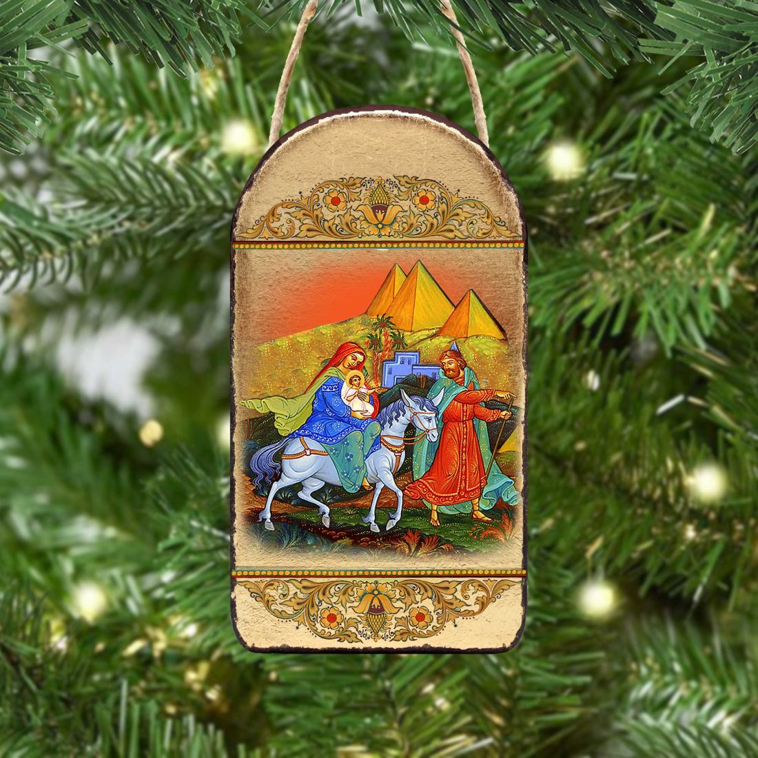 Flight to Egypt Religious Orthodox Sacred Icon Ornament - Inspirational Icon Decor - 87016