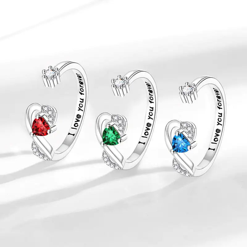 Heart-shaped Birthstone Women's Ring Fashion - Lootquake