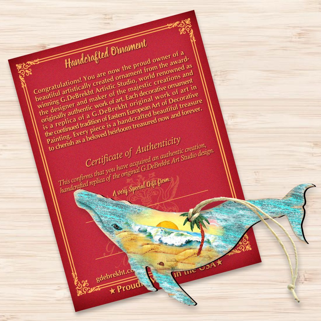 Adornos rústicos de madera de ballena jorobada de G. DeBrekht - Decoración costera navideña - 8198516-2