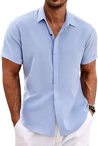 Men's Shirt Short Sleeve Casual Buckle - Lootquake