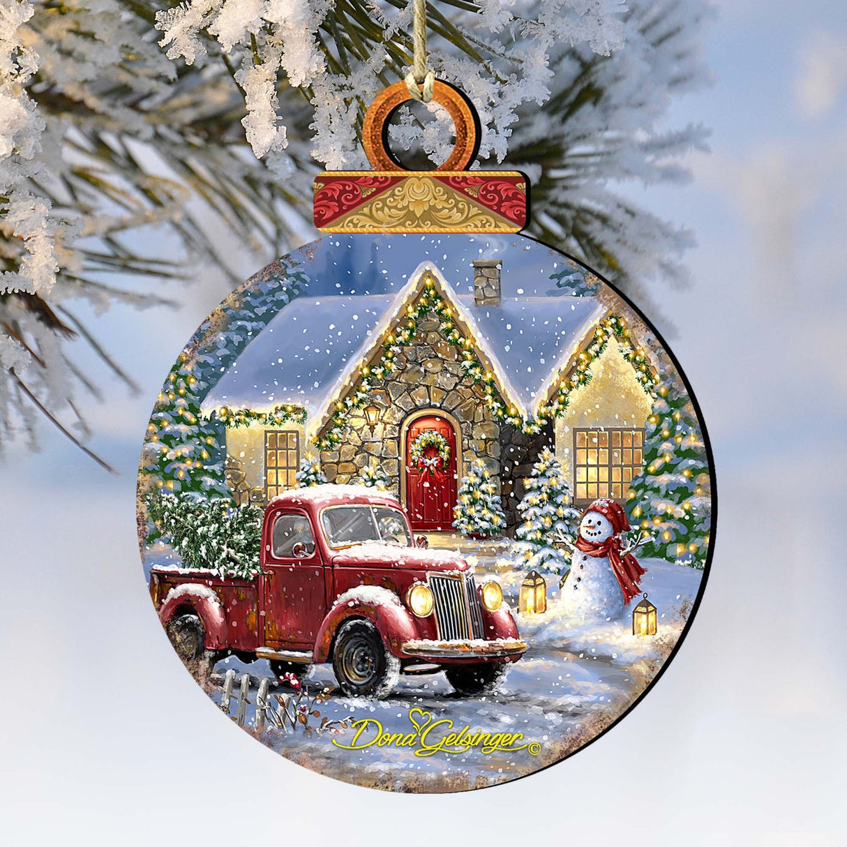 Christmas Light Lane Wooden Ornaments by Gelsinger - Christmas Santa Snowman Decor - 8021039-1926