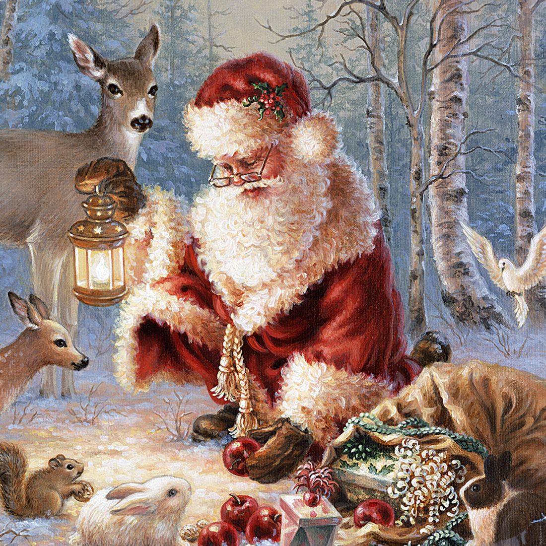 Arte mural de madera "Abundancia de alegría" de D Gelsinger - Decoración navideña de Papá Noel y muñeco de nieve - 95601B-0104