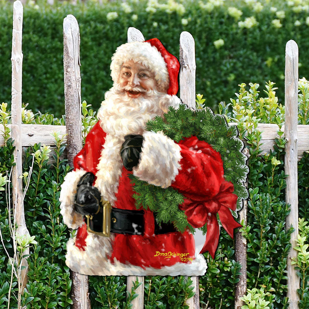 Corona navideña de Papá Noel para puerta de D. Gelsinger - Decoración navideña de muñeco de nieve de Papá Noel - 8461015H-1513