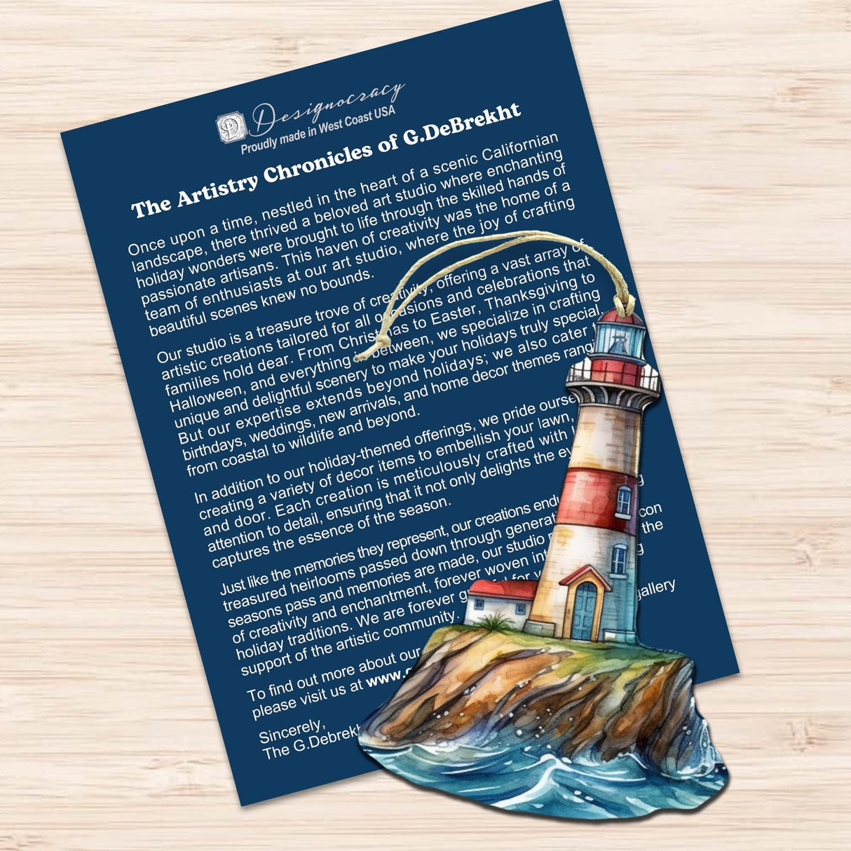 Lighthouse Decorative Wooden Ornaments Set of 3 by G. Debrekht - Coastal Decor - 8091022-S3