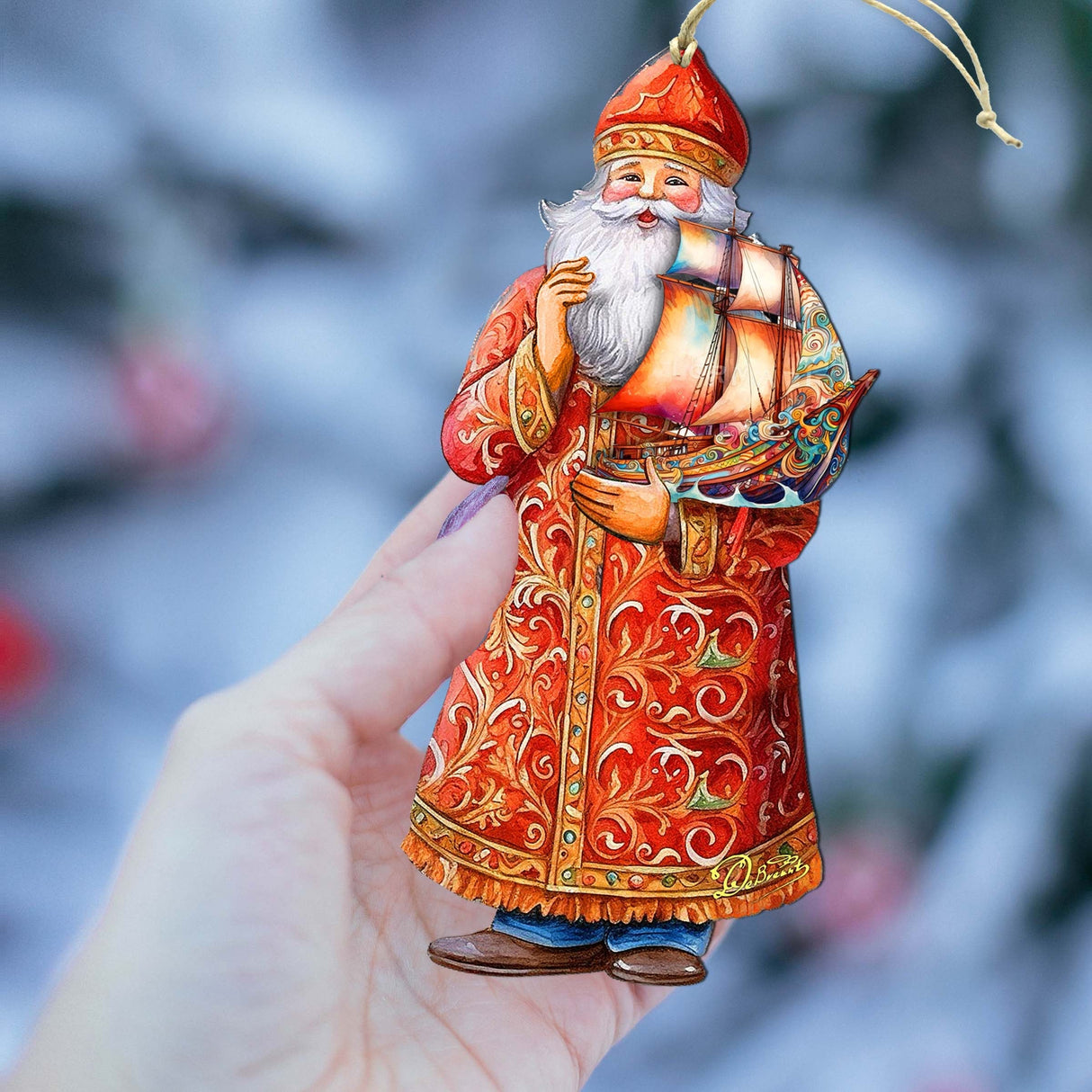 Crucero navideño con adornos de madera de Papá Noel de G. Debrekht - Decoración navideña de muñeco de nieve de Papá Noel - 8691408