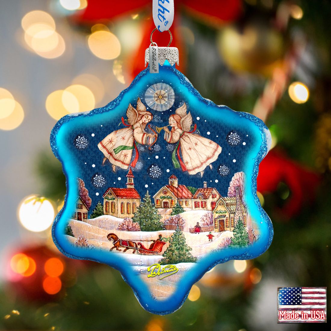 Peaceful City Glass Ornament by G. DeBrekht - Christmas Decor - 754-086