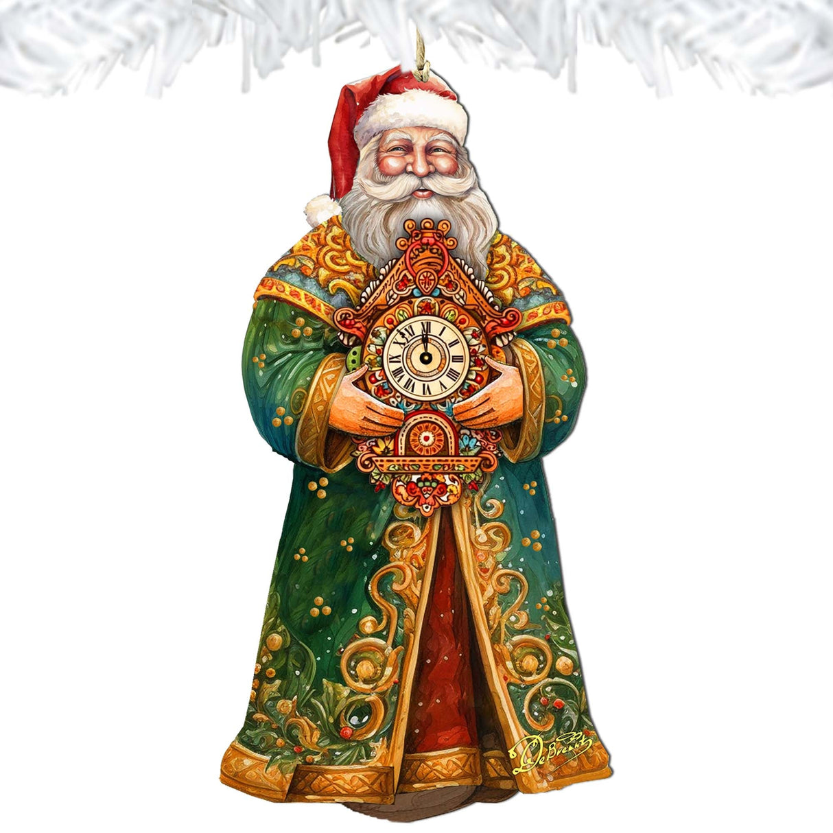 Adornos de madera del Reloj Mágico de San Nicolás de G. Debrekht - Decoración navideña de Papá Noel y muñeco de nieve - 8691412