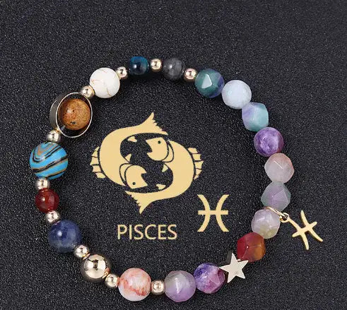 Twelve Constellation Constellation Bracelet Natural Stone Cut Color - Lootquake