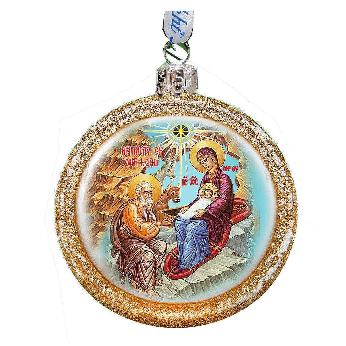 Orthodox Nativity Glass Ornament by G. DeBrekht - Nativity Holiday Decor - 73752G
