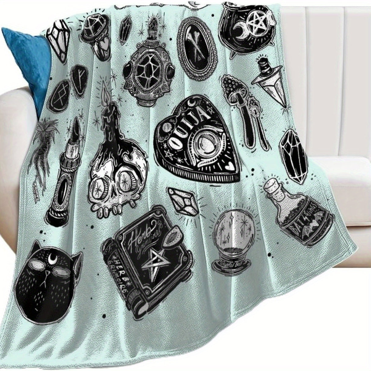1pc Witch Gothic Blanket Lightweight Flannel