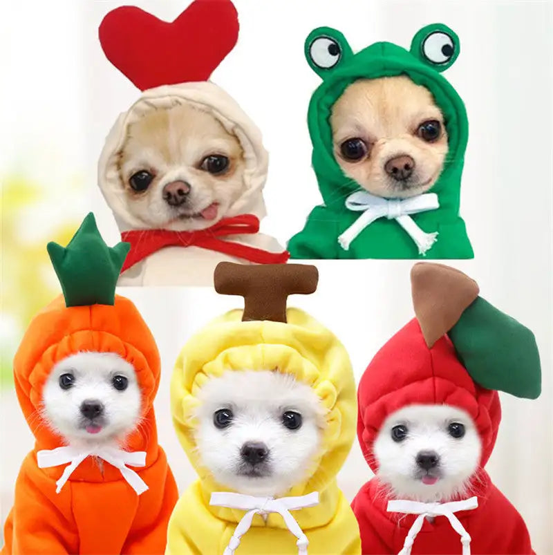 Cute Fruit Dog Clothes For Small Dogs Hoodies Winter Warm Fleece Pet Clothing Puppy Cat Costume Coat For French Chihuahua Outfit - Lootquake