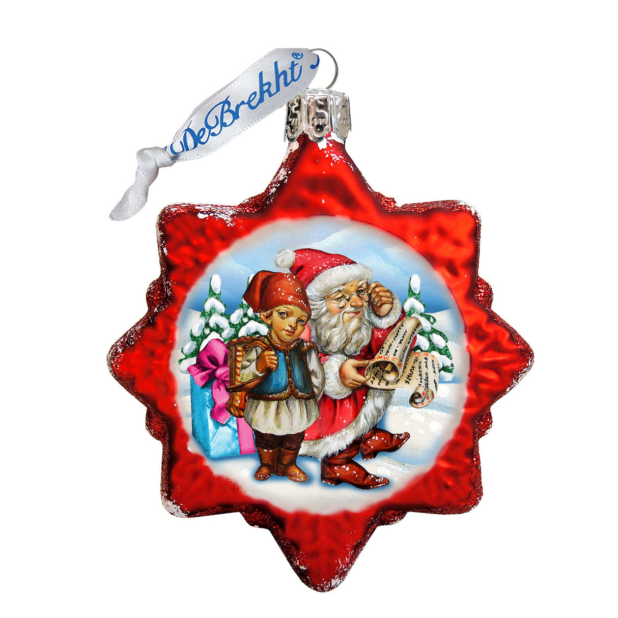 Adorno navideño de vidrio de mercurio de G. DeBrekht - Decoración navideña de Papá Noel y muñeco de nieve - 773018