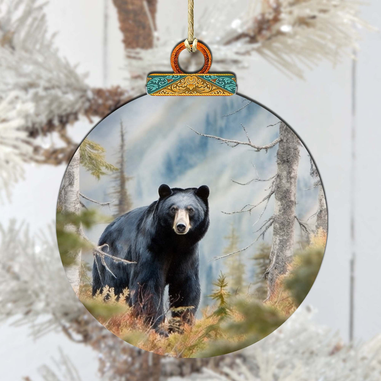 Adornos de madera "Viaje del oso negro de Alaska" de G.Debrekht - Decoración navideña con temática de vida silvestre - 870072