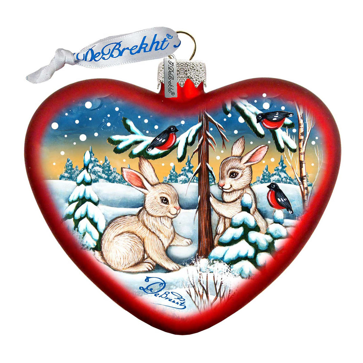 Bunny Play Glass Ornament by G. DeBrekht - Christmas Decor - 753-009